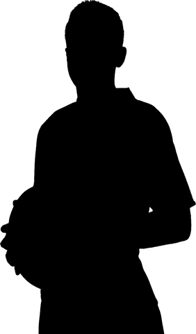 Rugby player silhouette on transparent background capturing motion