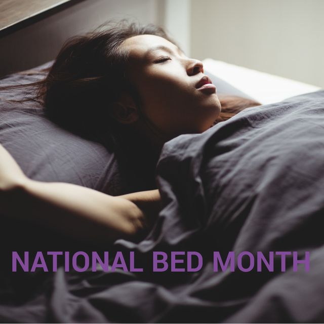 Serene Woman Sleeping Peacefully During National Bed Month - Download Free Stock Templates Pikwizard.com