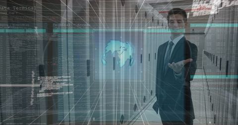 businessman networking data connection in high-tech server room - Download Free Stock Images Pikwizard.com