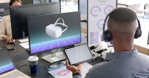 Innovative Virtual Reality Workspace with Augmented Reality Design - Download Free Stock Images Pikwizard.com