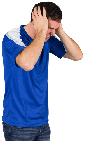 Transparent Disappointed Male Football Fan in Blue Jersey Looking Frustrated - Download Free Stock Videos Pikwizard.com
