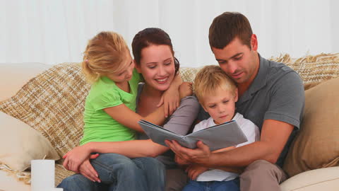 Family Enjoying Quality Time Reading at Home