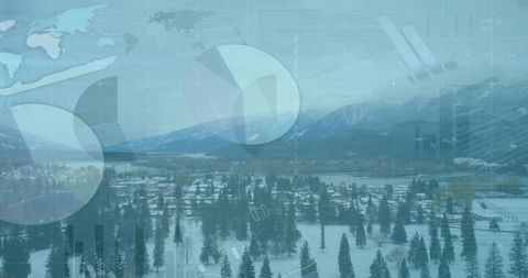 Infographic Elements Over Winter Mountainous Valley