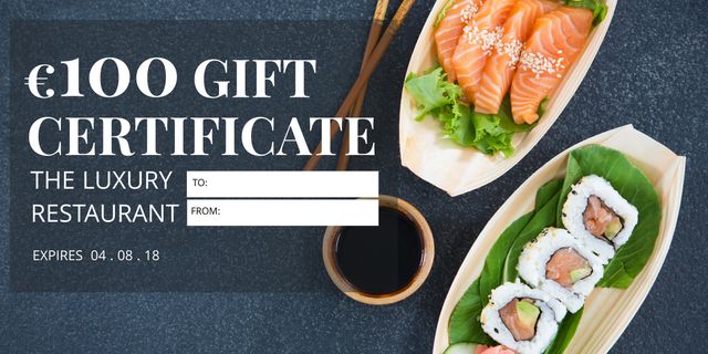 Elegant Sushi Gift Certificate Template for Restaurants and Promotions - Download Free Stock Templates Pikwizard.com