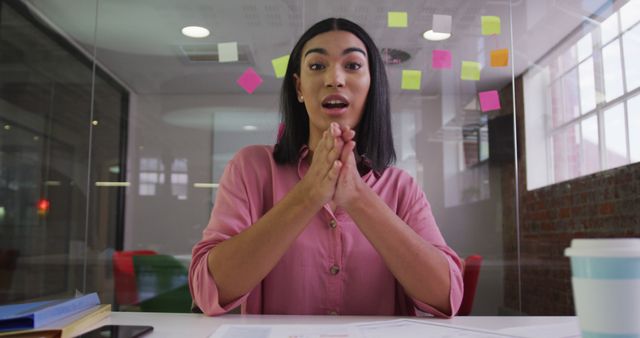 Businesswoman Talking in Modern Office Meeting Room - Download Free Stock Images Pikwizard.com