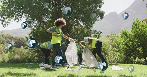 Family Engaging in Garden Cleanup for Environmental Care