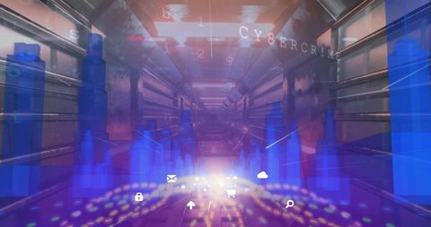Futuristic Digital Interface in Glowing Virtual Tunnel - Download Free Stock Images Pikwizard.com