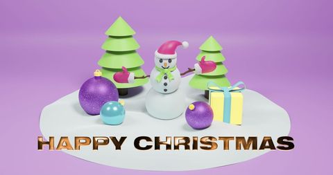 Festive christmas decorations with snowman and ornaments
