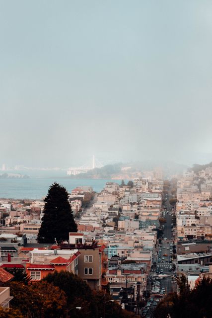 Foggy San Francisco Cityscape with Golden Gate Bridge View - Download Free Stock Images Pikwizard.com