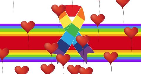 Rainbow Ribbon with Heart Balloons Celebrating Pride - Download Free Stock Images Pikwizard.com