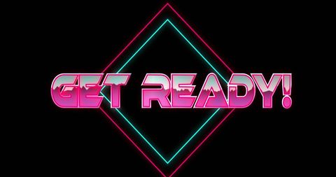 Retro Futuristic 'Get Ready' Hologram Text Neon Sign