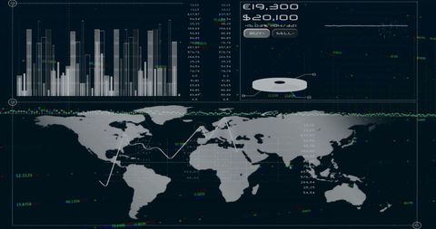 World Map with Data Graphics and Digital Interface - Download Free Stock Images Pikwizard.com