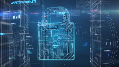 Digital Padlock Icon on Data Processing Background