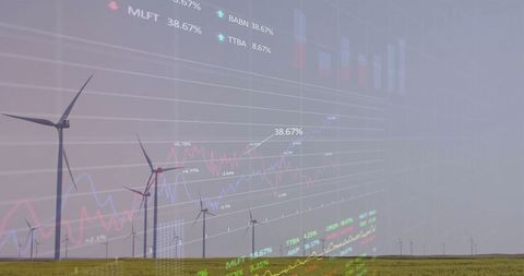 Digital Financial Analysis Overlaying Wind Turbines For Sustainable Energy