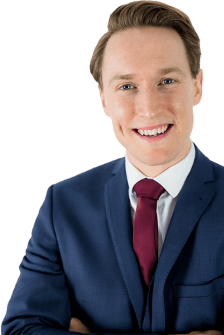 Transparent Happy Businessman Smiling in Formal Suit