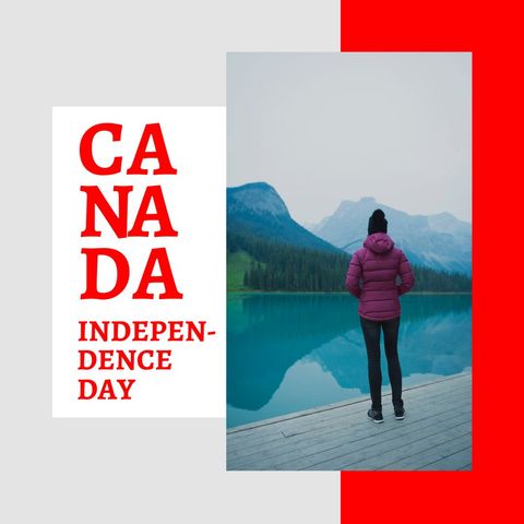celebrating canada independence day by mountain lake - Download Free Stock Templates Pikwizard.com