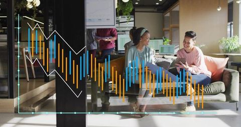 Collaborative Teamwork in Modern Open-Plan Office Lounge