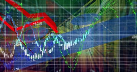Financial Data Overlay with Server Room Background - Download Free Stock Images Pikwizard.com