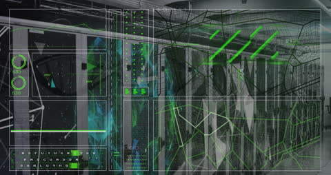 Futuristic Technology Interface in Server Room