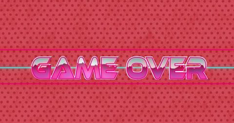 Retro flickering game over text on red dotted background