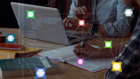 Students Analyzing Data with Holographic Interface