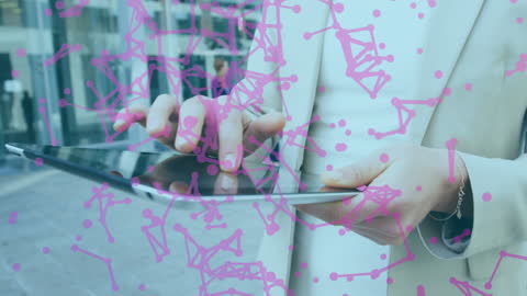 Businesswoman Using Tablet with Digital Network Concepts