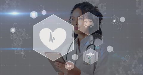 African American Female Doctor Interacting with Digital Medical Interface - Download Free Stock Images Pikwizard.com