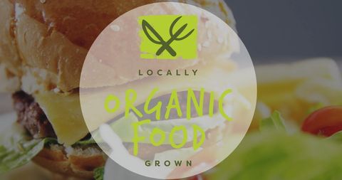 Locally grown organic food banner over fresh burger