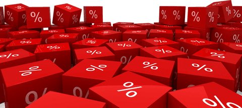 Percentage Symbols on Red Blocks, Transparent Background Illustration