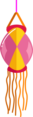 Vibrant Transparent Lantern with Orange Tassels for Festive Celebrations