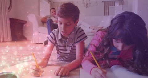 Children Focusing on Homework with Magical Effect