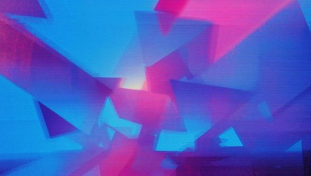 Futuristic geometric shapes with gradient and scan-line texture
