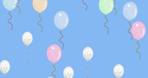 Colorful Party Balloons Floating on Blue Background - Download Free Stock Images Pikwizard.com