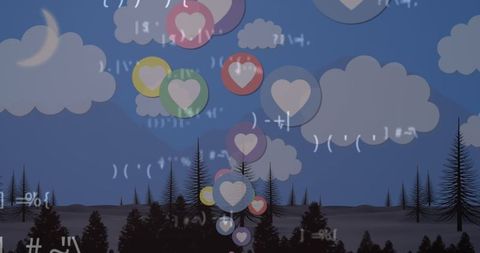 Digital Love Hearts Floating Over Data Code Background - Download Free Stock Images Pikwizard.com