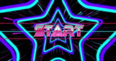 Futuristic Neon Starburst Visual with Start Text and Motion Effect