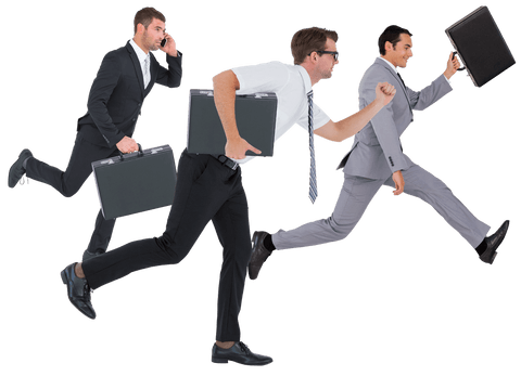 confident businessmen running with briefcases transparent background - Download Free Stock Videos Pikwizard.com