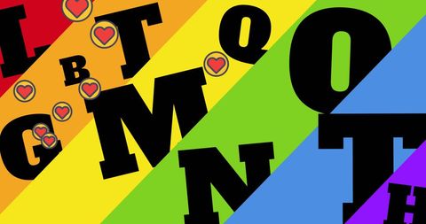 Celebrating LGBT Month with Rainbow and Hearts Design - Download Free Stock Images Pikwizard.com