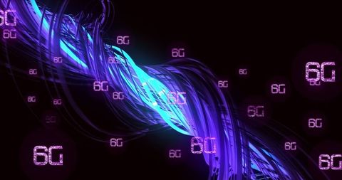6G Technology Visualization with Glowing Blue and Purple Lines