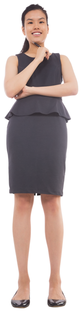 Confident Businesswoman Posing with Pen on Transparent Background - Download Free Stock Videos Pikwizard.com