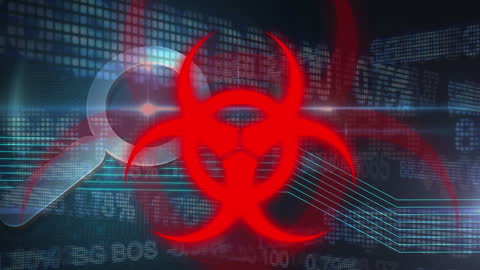Digital Threat Symbol Over Cybersecurity Interface Background