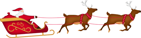 Transparent santa claus riding sleigh with reindeer illustration
