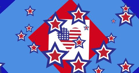 American Patriotic Stars and Heart Design