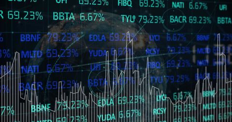 Digital data processing overlaid on globe background