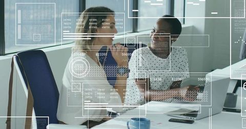 Teamwork Collaboration with Digital Interface at Modern Office