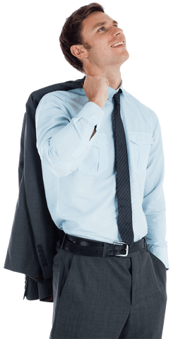 Successful Businessman Holding Jacket with Confident Smile Transparent