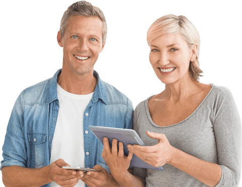happy mature couple using digital devices with transparent background - Download Free Stock Videos Pikwizard.com