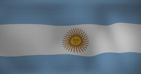 Waving Flag of Argentina with Sun Emblem at Center