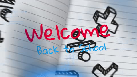 Animated Welcome Back to School Message with Math Symbols