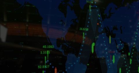 Glowing Stock Market Data on Digital World Map - Download Free Stock Images Pikwizard.com