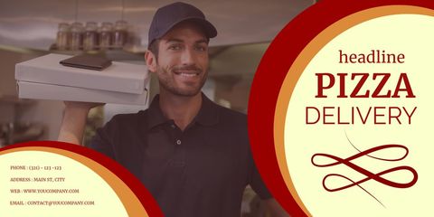 Smiling Pizza Delivery Man Promotes Fast Food Delivery Service - Download Free Stock Templates Pikwizard.com